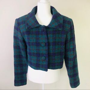 💚💙BEBE Cropped Green&Blue Vintage Jacket L 💚💙